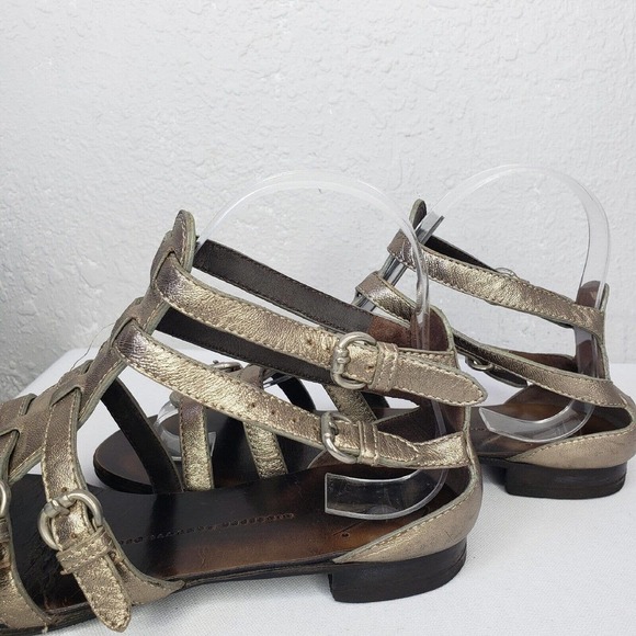 Giuseppe Zanotti Gladiators Gold Leather Flat Sandals Ankle Buckle - Picture 6 of 11